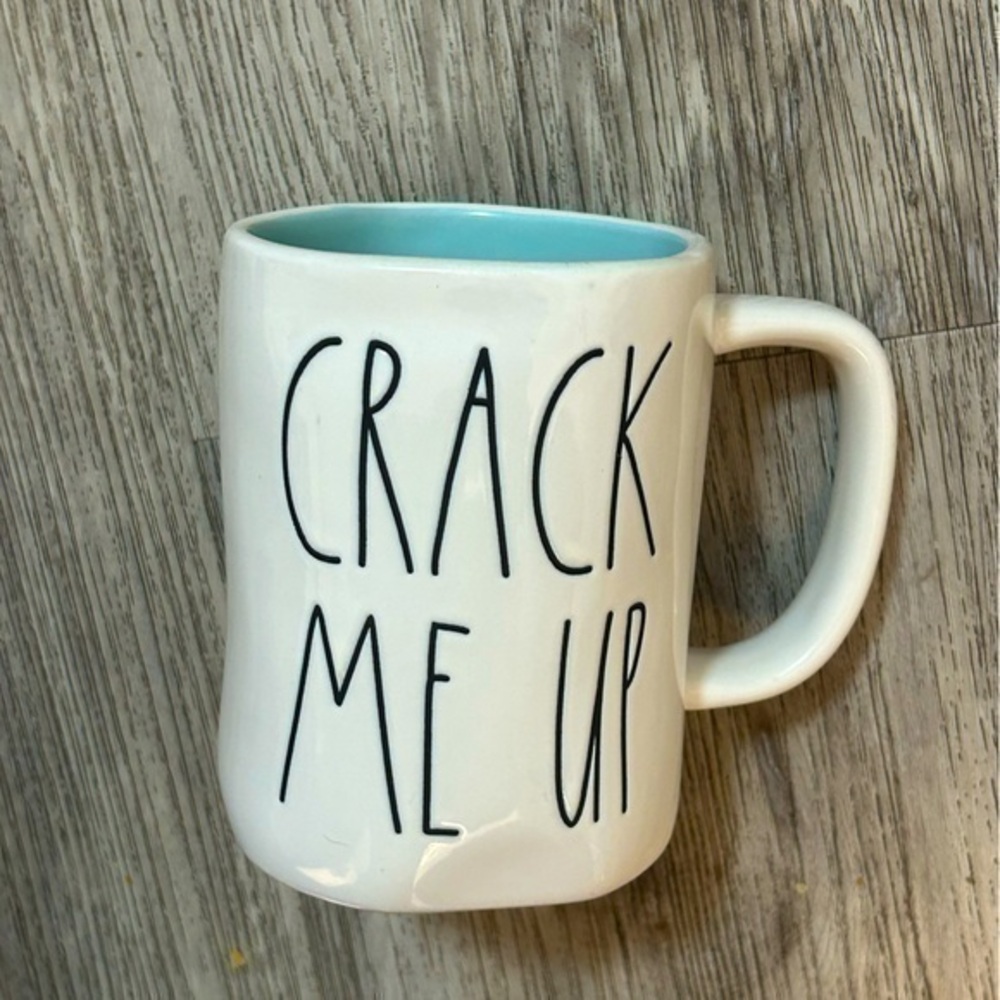 RAE DUNN Artisan CRACK ME UP coffee beverage mug cup drinkware. New condition.